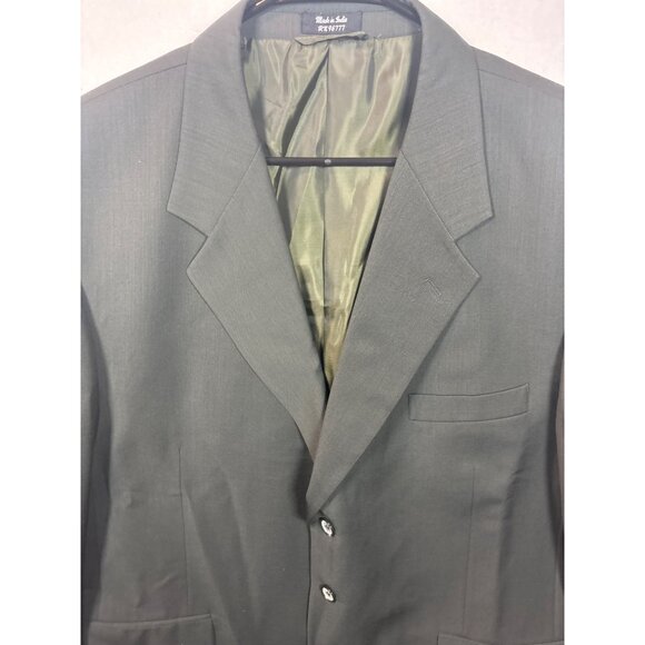 Mens Dark Green Three-Button Suit Jacket With Notch Lapel & Inner Lining - Picture 3 of 16